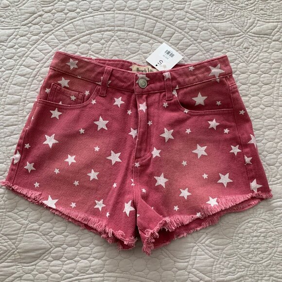Peach Love California Pants - NWT Peach Love California Pink Ombre Star Jean Shorts | Size Small